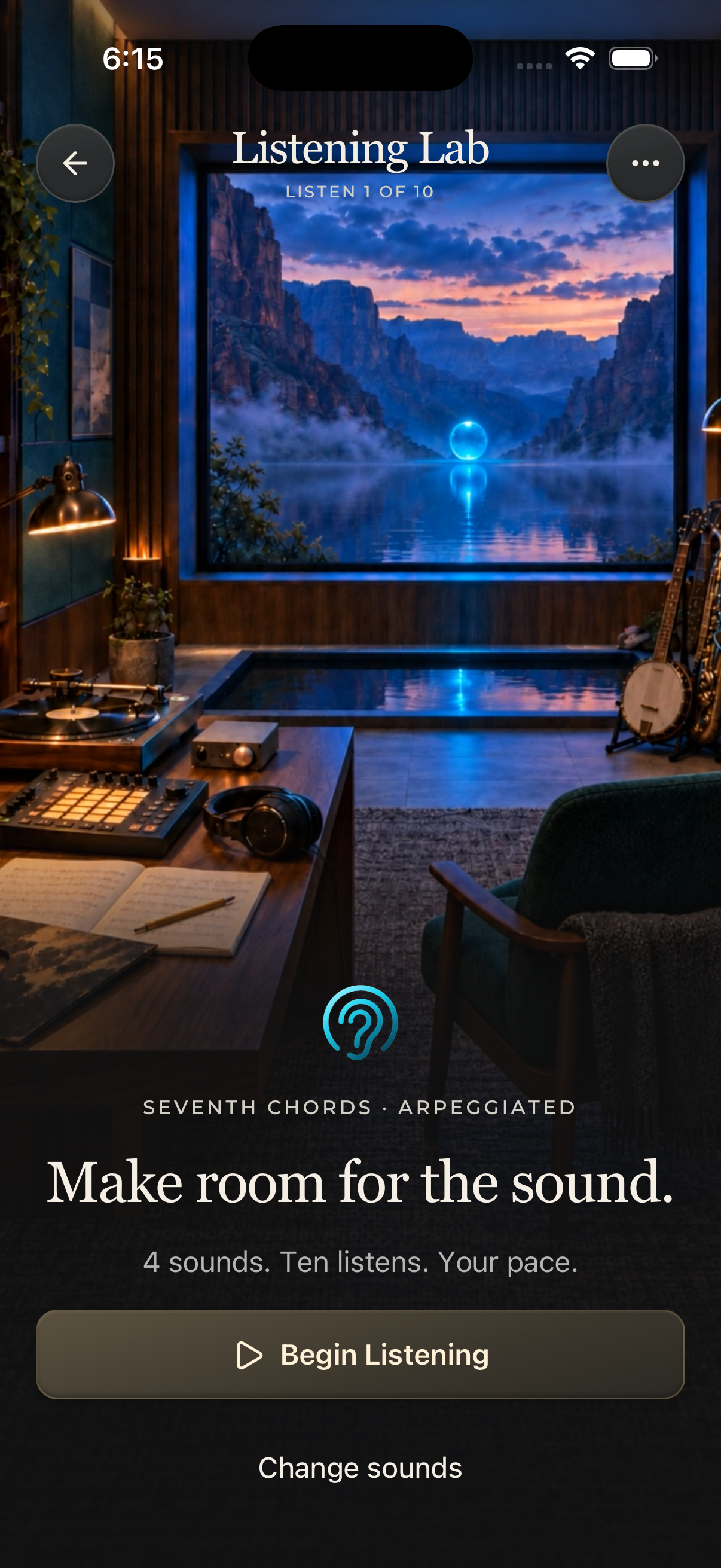 The active Listening Lab practice screen