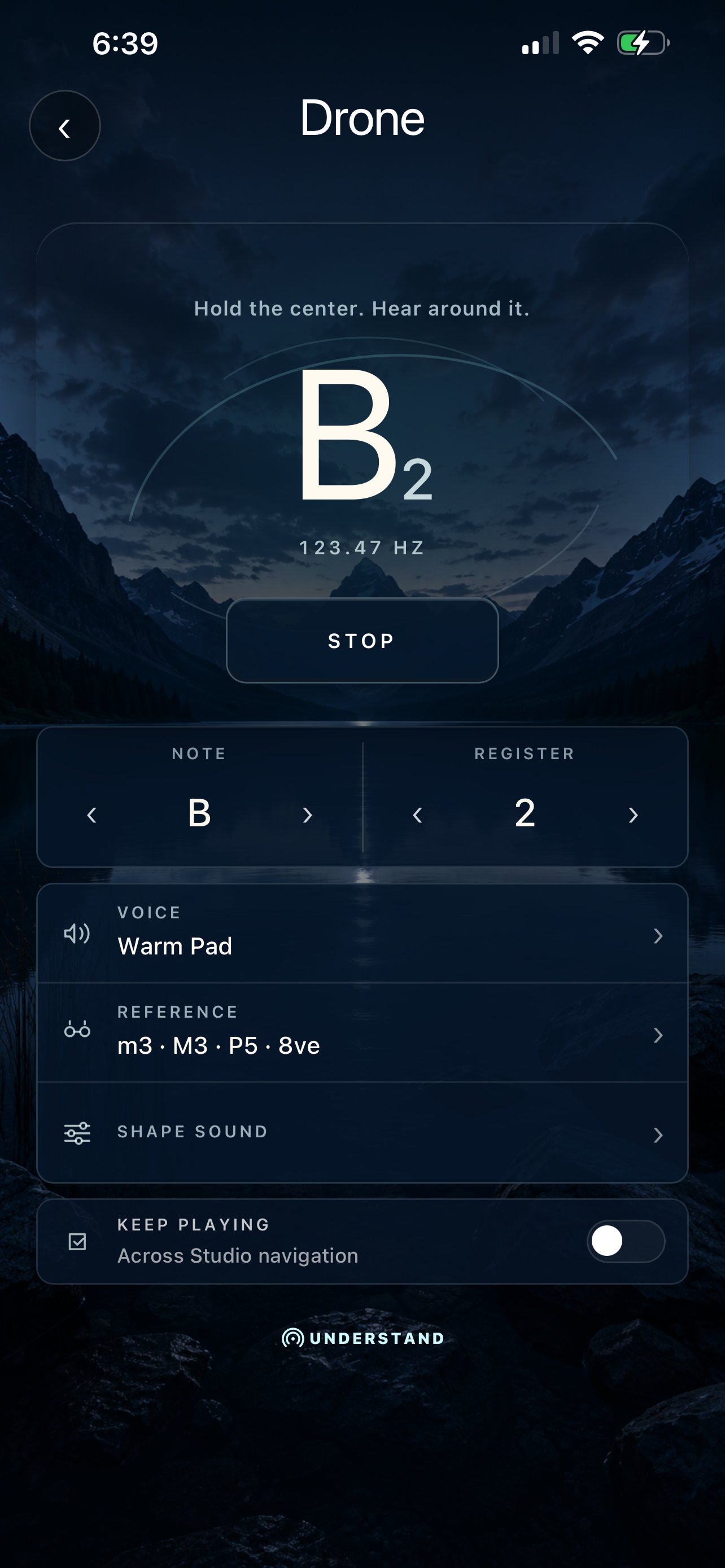 Hear This Studio showing Tuner, Metronome, Drone, and Practice Timer