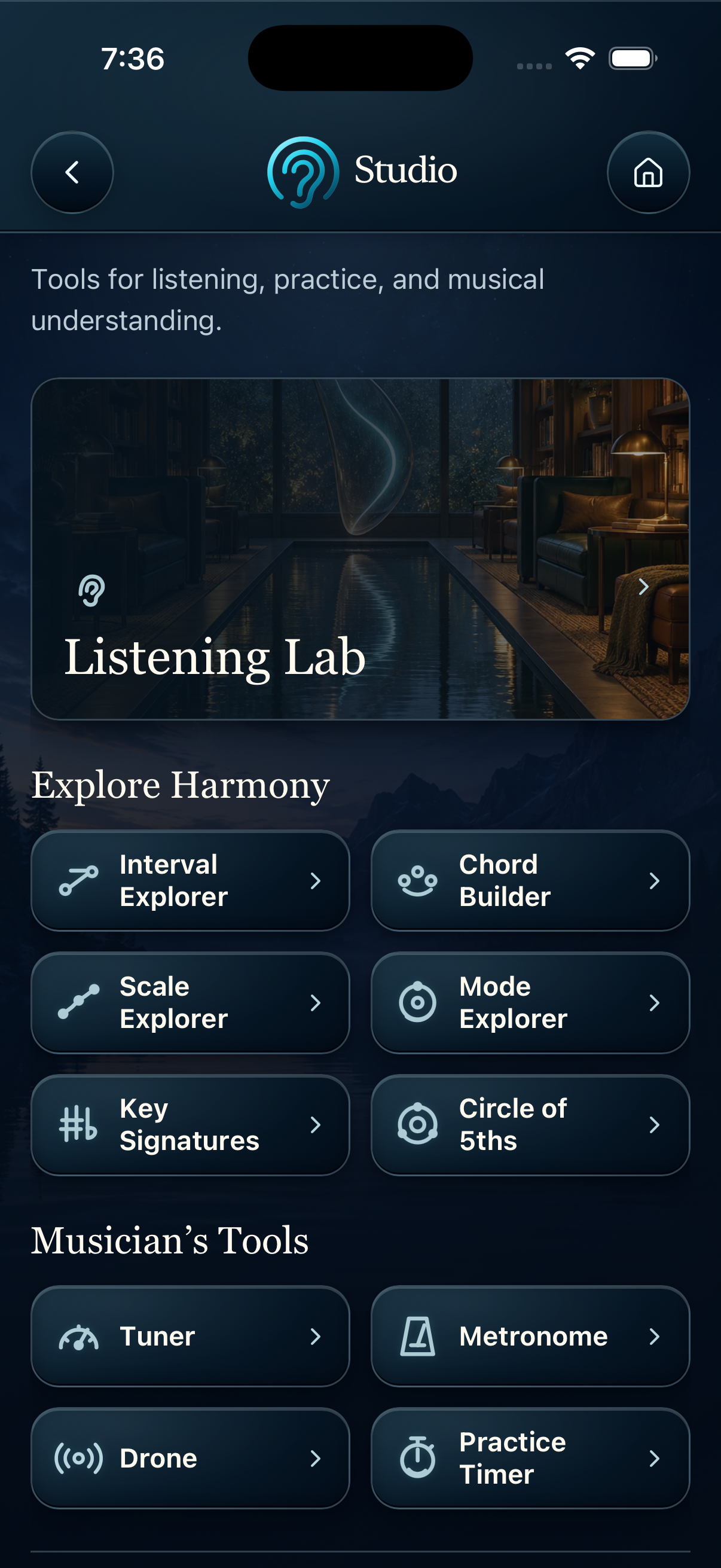 Hear This Studio with listening, harmony, and musician tools
